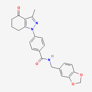 molecular formula C23H21N3O4 B1649655 N-(1,3-benzodioxol-5-ylmethyl)-4-(3-methyl-4-oxo-4,5,6,7-tetrahydro-1H-indazol-1-yl)benzamide CAS No. 1029751-01-6