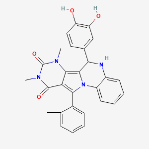B1649688 6-(3,4-dihydroxyphenyl)-7,9-dimethyl-11-(2-methylphenyl)-6,7-dihydropyrimido[4',5':3,4]pyrrolo[1,2-a]quinoxaline-8,10(5H,9H)-dione CAS No. 1031977-10-2