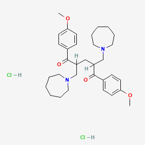 molecular formula C33H48Cl2N2O4 B1649772 2,4-Bis((hexahydro-1H-azepin-1-yl)methyl)-1,5-bis(4-methoxyphenyl)-1,5-pentanedione 2HCl CAS No. 104802-66-6