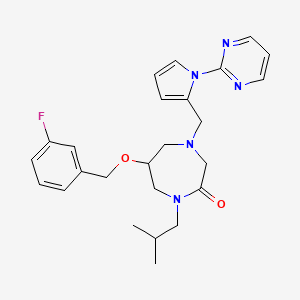 molecular formula C25H30FN5O2 B1649874 6-[(3-Fluorophenyl)methoxy]-1-(2-methylpropyl)-4-[(1-pyrimidin-2-ylpyrrol-2-yl)methyl]-1,4-diazepan-2-one CAS No. 1065608-52-7