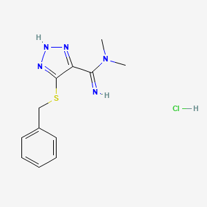 molecular formula C12H16ClN5S B1649882 N,N-Dimethyl-5-((phenylmethyl)thio)-1H-1,2,3-triazole-4-carboximidamide monohydrochloride CAS No. 106913-58-0