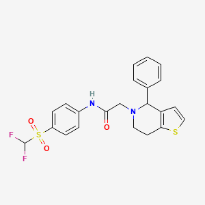 molecular formula C22H20F2N2O3S2 B1649939 N-(4-difluoromethanesulfonylphenyl)-2-{4-phenyl-4H,5H,6H,7H-thieno[3,2-c]pyridin-5-yl}acetamide CAS No. 1090424-29-5