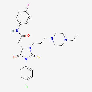 molecular formula C26H31ClFN5O2S B1649999 2-[1-(4-chlorophenyl)-3-[3-(4-ethylpiperazin-1-yl)propyl]-5-oxo-2-sulfanylideneimidazolidin-4-yl]-N-(4-fluorophenyl)acetamide CAS No. 1101864-56-5