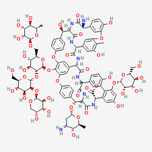 molecular formula C95H110N8O44 B1650001 methyl (1S,2R,18R,19R,22S,34S,37R,40R,52S)-22-amino-2-[(2R,4R,5R,6S)-4-amino-5-hydroxy-6-methyloxan-2-yl]oxy-64-[(2S,3R,4S,5S,6R)-3-[(2R,3S,4S,5S,6R)-4,5-dihydroxy-6-(hydroxymethyl)-3-[(2S,3S,4R,5R)-3,4,5-trihydroxyoxan-2-yl]oxyoxan-2-yl]oxy-4,5-dihydroxy-6-[[(2R,3R,4R,5R,6S)-3,4,5-trihydroxy-6-methyloxan-2-yl]oxymethyl]oxan-2-yl]oxy-18,26,31,44,49-pentahydroxy-30-methyl-21,35,38,54,56,59-hexaoxo-47-[(2S,3S,4S,5S,6R)-3,4,5-trihydroxy-6-(hydroxymethyl)oxan-2-yl]oxy-7,13,28-trioxa-20,36,39,53,55,58-hexazaundecacyclo[38.14.2.23,6.214,17.219,34.18,12.123,27.129,33.141,45.010,37.046,51]hexahexaconta-3(66),4,6(65),8,10,12(64),14(63),15,17(62),23(61),24,26,29(60),30,32,41(57),42,44,46(51),47,49-henicosaene-52-carboxylate CAS No. 11021-66-2