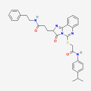 molecular formula C32H33N5O3S B1650017 3-[5-({2-[(4-isopropylphenyl)amino]-2-oxoethyl}thio)-3-oxo-2,3-dihydroimidazo[1,2-c]quinazolin-2-yl]-N-(2-phenylethyl)propanamide CAS No. 1103979-41-4