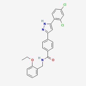 molecular formula C25H21Cl2N3O2 B1650051 4-[3-(2,4-dichlorophenyl)-1H-pyrazol-5-yl]-N~1~-(2-ethoxybenzyl)benzamide CAS No. 1106677-25-1
