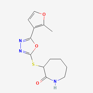 molecular formula C13H15N3O3S B1650071 3-[[5-(2-Methylfuran-3-yl)-1,3,4-oxadiazol-2-yl]sulfanyl]azepan-2-one CAS No. 1110820-19-3