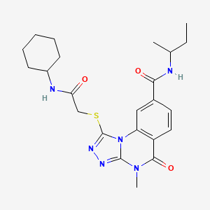 molecular formula C23H30N6O3S B1650079 N-(sec-butyl)-1-{[2-(cyclohexylamino)-2-oxoethyl]thio}-4-methyl-5-oxo-4,5-dihydro[1,2,4]triazolo[4,3-a]quinazoline-8-carboxamide CAS No. 1111237-79-6