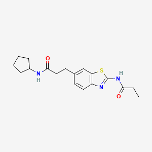 molecular formula C18H23N3O2S B1650097 N-cyclopentyl-3-[2-(propionylamino)-1,3-benzothiazol-6-yl]propanamide CAS No. 1114597-33-9
