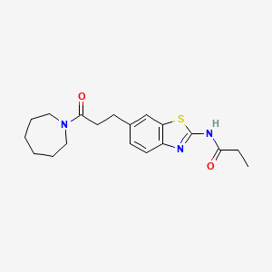 molecular formula C19H25N3O2S B1650098 N-[6-(3-azepan-1-yl-3-oxopropyl)-1,3-benzothiazol-2-yl]propanamide CAS No. 1114597-37-3