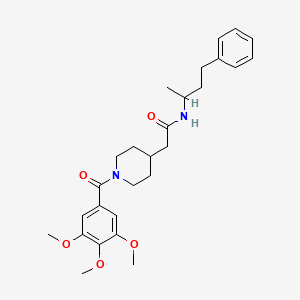 molecular formula C27H36N2O5 B1650105 N-(4-phenylbutan-2-yl)-2-[1-(3,4,5-trimethoxybenzoyl)piperidin-4-yl]acetamide CAS No. 1114620-49-3