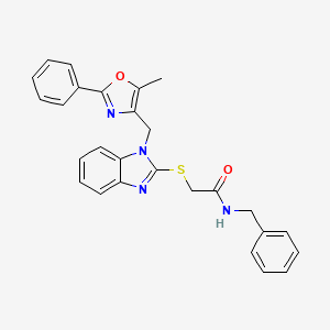 molecular formula C27H24N4O2S B1650110 N-benzyl-2-({1-[(5-methyl-2-phenyl-1,3-oxazol-4-yl)methyl]-1H-benzimidazol-2-yl}thio)acetamide CAS No. 1115490-87-3