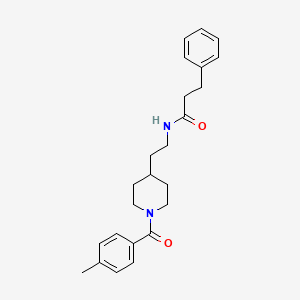 molecular formula C24H30N2O2 B1650113 N-{2-[1-(4-methylbenzoyl)piperidin-4-yl]ethyl}-3-phenylpropanamide CAS No. 1115963-77-3