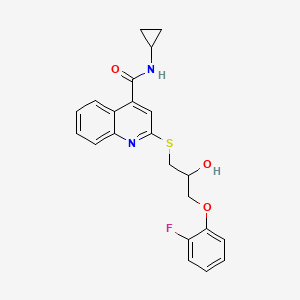 molecular formula C22H21FN2O3S B1650124 N-cyclopropyl-2-{[3-(2-fluorophenoxy)-2-hydroxypropyl]sulfanyl}quinoline-4-carboxamide CAS No. 1119261-32-3