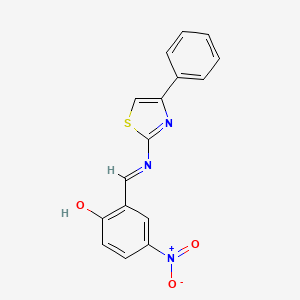 molecular formula C16H11N3O3S B1650131 Phenol, 4-nitro-2-[[(4-phenyl-2-thiazolyl)imino]methyl]- CAS No. 112120-10-2