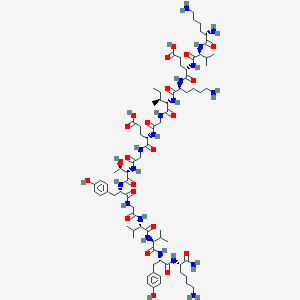 molecular formula C77H125N19O22 B165025 L-Lysyl-L-valyl-L-alpha-glutamyl-L-lysyl-L-isoleucylglycyl-L-alpha-glutamylglycyl-L-threonyl-L-tyrosylglycyl-L-valyl-L-valyl-L-tyrosyl-L-lysinamide CAS No. 136688-17-0