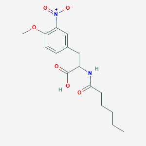 molecular formula C16H22N2O6 B1650272 DL-Tyrosine, O-methyl-3-nitro-N-(1-oxohexyl)- CAS No. 116366-19-9