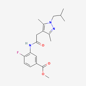 molecular formula C19H24FN3O3 B1650312 methyl 3-{2-[3,5-dimethyl-1-(2-methylpropyl)-1H-pyrazol-4-yl]acetamido}-4-fluorobenzoate CAS No. 1170462-46-0