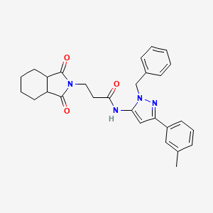 molecular formula C28H30N4O3 B1650322 N-[1-benzyl-3-(3-methylphenyl)-1H-pyrazol-5-yl]-3-(1,3-dioxo-octahydro-1H-isoindol-2-yl)propanamide CAS No. 1170803-81-2