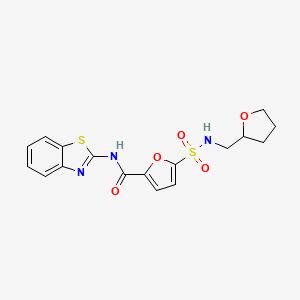 molecular formula C17H17N3O5S2 B1650338 N-(benzo[d]thiazol-2-yl)-5-(N-((tetrahydrofuran-2-yl)methyl)sulfamoyl)furan-2-carboxamide CAS No. 1171318-40-3
