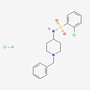 molecular formula C18H22Cl2N2O2S B1650342 N-(1-benzylpiperidin-4-yl)-2-chlorobenzene-1-sulfonamide hydrochloride CAS No. 1171352-72-9
