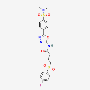 molecular formula C20H21FN4O6S2 B1650352 N-(5-(4-(N,N-dimethylsulfamoyl)phenyl)-1,3,4-oxadiazol-2-yl)-4-((4-fluorophenyl)sulfonyl)butanamide CAS No. 1171611-02-1