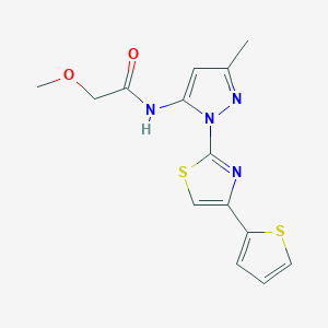 molecular formula C14H14N4O2S2 B1650367 2-methoxy-N-(3-methyl-1-(4-(thiophen-2-yl)thiazol-2-yl)-1H-pyrazol-5-yl)acetamide CAS No. 1171896-27-7