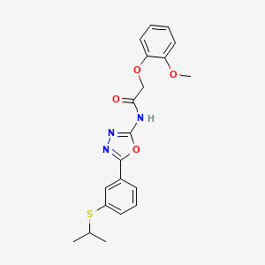 molecular formula C20H21N3O4S B1650381 N-(5-(3-(isopropylthio)phenyl)-1,3,4-oxadiazol-2-yl)-2-(2-methoxyphenoxy)acetamide CAS No. 1172097-52-7