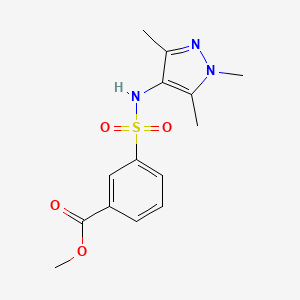 molecular formula C14H17N3O4S B1650382 methyl 3-[(1,3,5-trimethyl-1H-pyrazol-4-yl)sulfamoyl]benzoate CAS No. 1172108-93-8