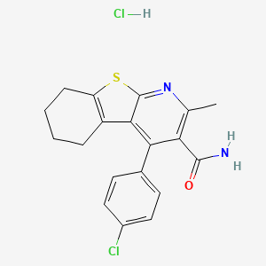 molecular formula C19H18Cl2N2OS B1650394 3-(4-Chlorophenyl)-5-methyl-8-thia-6-azatricyclo[7.4.0.0^{2,7}]trideca-1(9),2,4,6-tetraene-4-carboxamide hydrochloride CAS No. 1172714-63-4