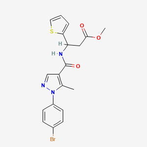 molecular formula C19H18BrN3O3S B1650397 methyl 3-{[1-(4-bromophenyl)-5-methyl-1H-pyrazol-4-yl]formamido}-3-(thiophen-2-yl)propanoate CAS No. 1172741-50-2