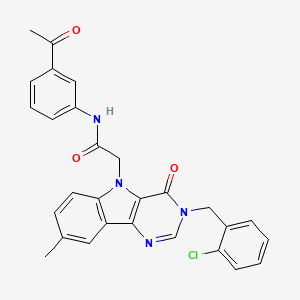 molecular formula C28H23ClN4O3 B1650491 N-(3-acetylphenyl)-2-[3-(2-chlorobenzyl)-8-methyl-4-oxo-3,4-dihydro-5H-pyrimido[5,4-b]indol-5-yl]acetamide CAS No. 1185045-48-0