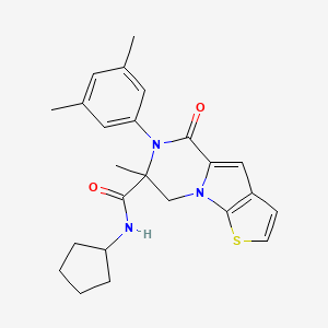 molecular formula C24H27N3O2S B1650541 N-cyclopentyl-10-(3,5-dimethylphenyl)-11-methyl-9-oxo-3-thia-1,10-diazatricyclo[6.4.0.02,6]dodeca-2(6),4,7-triene-11-carboxamide CAS No. 1185164-26-4