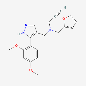 molecular formula C20H21N3O3 B1650563 N-[[5-(2,4-dimethoxyphenyl)-1H-pyrazol-4-yl]methyl]-N-(furan-2-ylmethyl)prop-2-yn-1-amine CAS No. 1185377-39-2
