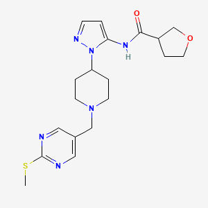 molecular formula C19H26N6O2S B1650566 N-[1-(1-{[2-(methylthio)-5-pyrimidinyl]methyl}-4-piperidinyl)-1H-pyrazol-5-yl]tetrahydro-3-furancarboxamide CAS No. 1185412-63-8