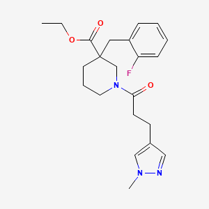 molecular formula C22H28FN3O3 B1650571 ethyl 3-(2-fluorobenzyl)-1-[3-(1-methyl-1H-pyrazol-4-yl)propanoyl]-3-piperidinecarboxylate CAS No. 1185443-06-4