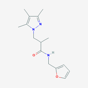 molecular formula C15H21N3O2 B1650574 N-(Furan-2-ylmethyl)-2-methyl-3-(3,4,5-trimethylpyrazol-1-yl)propanamide CAS No. 1185460-16-5