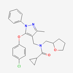 molecular formula C26H28ClN3O3 B1650618 N~1~-{[5-(4-chlorophenoxy)-3-methyl-1-phenyl-1H-pyrazol-4-yl]methyl}-N~1~-(tetrahydro-2-furanylmethyl)-1-cyclopropanecarboxamide CAS No. 1189419-43-9