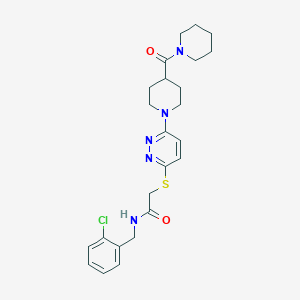 molecular formula C24H30ClN5O2S B1650620 N-[(2-Chlorophenyl)methyl]-2-({6-[4-(piperidine-1-carbonyl)piperidin-1-YL]pyridazin-3-YL}sulfanyl)acetamide CAS No. 1189426-43-4