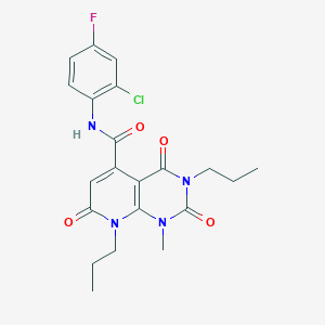molecular formula C21H22ClFN4O4 B1650625 N-(2-chloro-4-fluorophenyl)-1-methyl-2,4,7-trioxo-3,8-dipropyl-1,2,3,4,7,8-hexahydropyrido[2,3-d]pyrimidine-5-carboxamide CAS No. 1189449-71-5