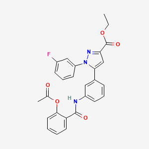 molecular formula C27H22FN3O5 B1650631 ethyl 5-(3-{[2-(acetyloxy)benzoyl]amino}phenyl)-1-(3-fluorophenyl)-1H-pyrazole-3-carboxylate CAS No. 1189466-18-9