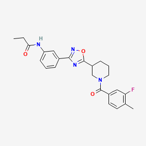 molecular formula C24H25FN4O3 B1650639 N-(4-chlorobenzyl)-2-[(8-methyl-5H-pyrimido[5,4-b]indol-4-yl)thio]acetamide CAS No. 1189496-83-0