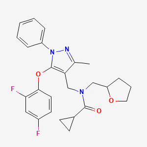 molecular formula C26H27F2N3O3 B1650669 N~1~-{[5-(2,4-difluorophenoxy)-3-methyl-1-phenyl-1H-pyrazol-4-yl]methyl}-N~1~-(tetrahydro-2-furanylmethyl)-1-cyclopropanecarboxamide CAS No. 1189724-37-5