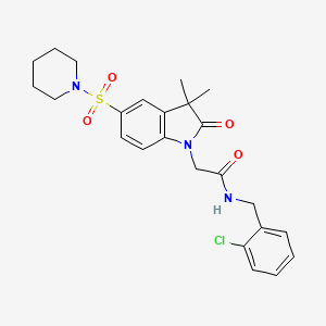 molecular formula C24H28ClN3O4S B1650678 N-(2-chlorobenzyl)-2-[3,3-dimethyl-2-oxo-5-(piperidin-1-ylsulfonyl)-2,3-dihydro-1H-indol-1-yl]acetamide CAS No. 1189858-49-8