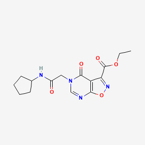 molecular formula C15H18N4O5 B1650694 Ethyl 5-[2-(cyclopentylamino)-2-oxoethyl]-4-oxo-4,5-dihydroisoxazolo[5,4-d]pyrimidine-3-carboxylate CAS No. 1189921-13-8