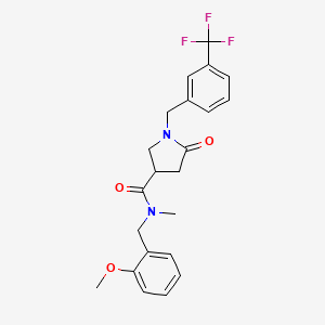 molecular formula C22H23F3N2O3 B1650759 N-[(2-methoxyphenyl)methyl]-N-methyl-5-oxo-1-[[3-(trifluoromethyl)phenyl]methyl]pyrrolidine-3-carboxamide CAS No. 1197466-22-0