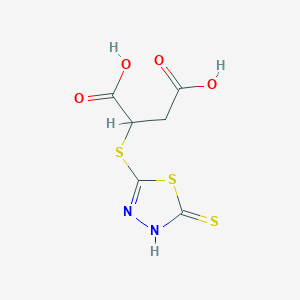 molecular formula C6H6N2O4S3 B165079 2-[(2-sulfanylidene-3H-1,3,4-thiadiazol-5-yl)thio]butanedioic acid CAS No. 125605-97-2
