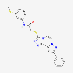 molecular formula C22H18N6OS2 B1650812 N-(3-(methylthio)phenyl)-2-((9-phenylpyrazolo[1,5-a][1,2,4]triazolo[3,4-c]pyrazin-3-yl)thio)acetamide CAS No. 1207025-12-4