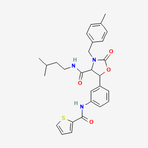 molecular formula C28H31N3O4S B1650951 N~4~-isopentyl-3-(4-methylbenzyl)-2-oxo-5-{3-[(2-thienylcarbonyl)amino]phenyl}-1,3-oxazolane-4-carboxamide CAS No. 1214187-62-8