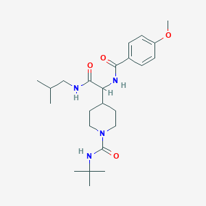 molecular formula C24H38N4O4 B1650969 N~1~-(tert-butyl)-4-{2-(isobutylamino)-1-[(4-methoxybenzoyl)amino]-2-oxoethyl}tetrahydro-1(2H)-pyridinecarboxamide CAS No. 1214792-53-6